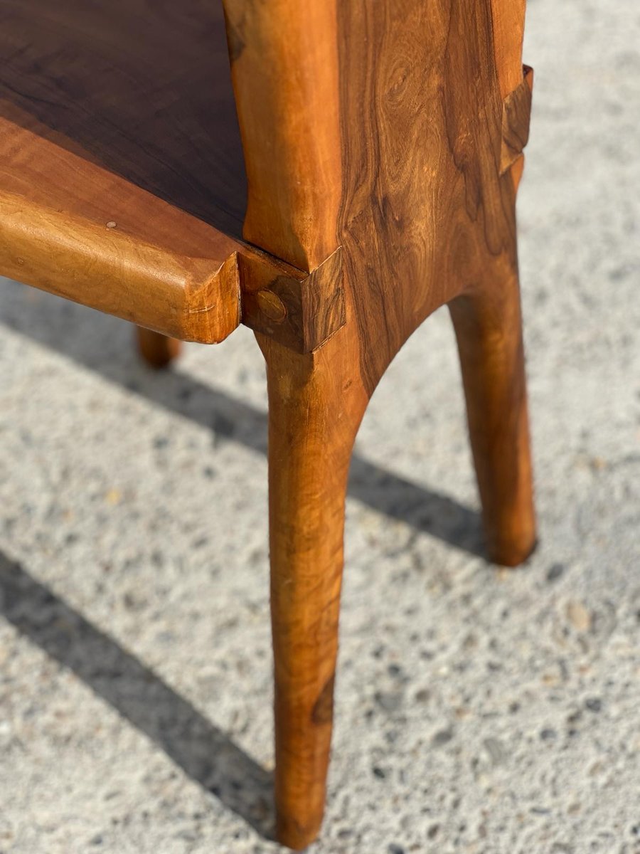 Sculptural High-Back Chair in Olive Wood, France, 1960s