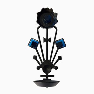 Sculptural Iron and Blue Glass Candle Sconce from Dantoft, 1960s-NV-1765249