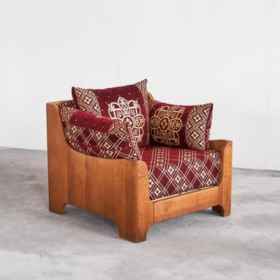 Sculptural Lounge Chair in Oak, 1940s-LPQ-1757607