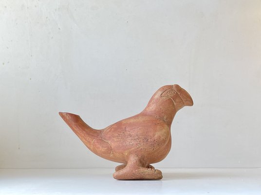 Sculptural Mexican Aztec Terracotta Parrot Vase, 1970s-LCR-1304406