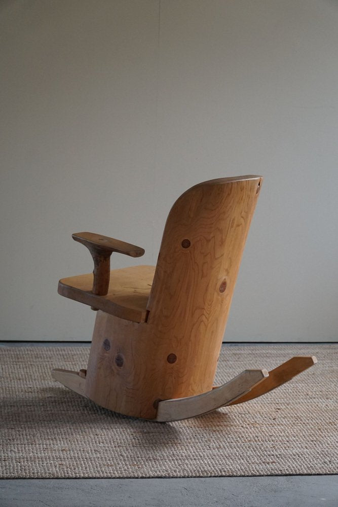 Sculptural Rocking Chair in Solid Pine by Matti Martikka, 1960s