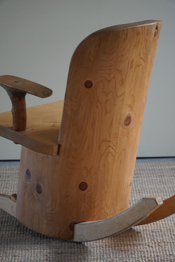 Sculptural Rocking Chair in Solid Pine by Matti Martikka, 1960s