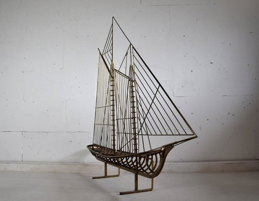 Sculptural Sailing Boat by C. Jere, 1976-IEI-681187