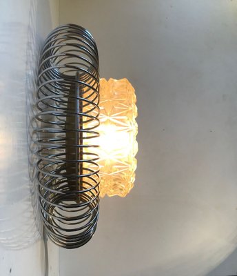 Sculptural Scandinavian Wall Sconce in Chrome & Pressed Glass, 1970s-LCR-841634