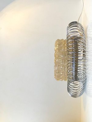 Sculptural Scandinavian Wall Sconce in Chrome & Pressed Glass, 1970s-LCR-841634