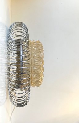 Sculptural Scandinavian Wall Sconce in Chrome & Pressed Glass, 1970s-LCR-841634