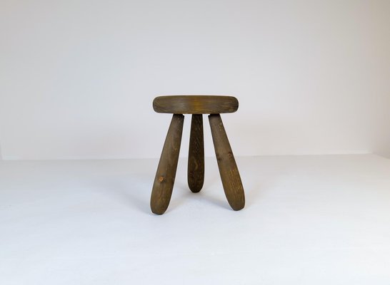 Sculptural Stool in Stained Pine Attributed to Ingvar Hildingsson, Sweden, 1970s-UYK-1256825