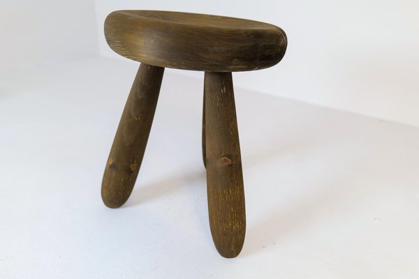 Sculptural Stool in Stained Pine Attributed to Ingvar Hildingsson, Sweden, 1970s-UYK-1256825