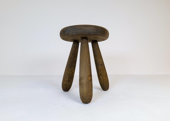 Sculptural Stool in Stained Pine Attributed to Ingvar Hildingsson, Sweden, 1970s-UYK-1256825