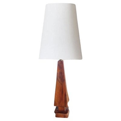 Sculptural Table Lamp in Carved Olive Wood, France, 1950s-UR-1780814