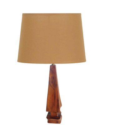 Sculptural Table Lamp in Carved Olive Wood, France, 1950s-UR-1780814