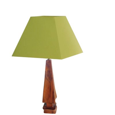 Sculptural Table Lamp in Carved Olive Wood, France, 1950s-UR-1780814