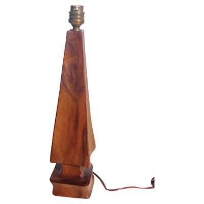 Sculptural Table Lamp in Carved Olive Wood, France, 1950s-UR-1780814