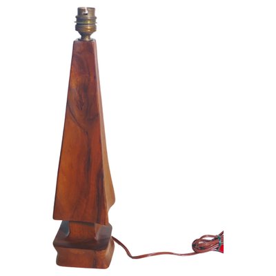 Sculptural Table Lamp in Carved Olive Wood, France, 1950s-UR-1780814