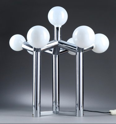 Sculptural Table Lamp in Chrome and White Glass by J. T. Kalmar, Vienna, 1970s-JAG-1004493