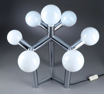 Sculptural Table Lamp in Chrome and White Glass by J. T. Kalmar, Vienna, 1970s-JAG-1004493