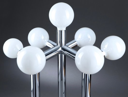 Sculptural Table Lamp in Chrome and White Glass by J. T. Kalmar, Vienna, 1970s-JAG-1004493