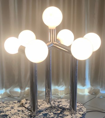 Sculptural Table Lamp in Chrome and White Glass by J. T. Kalmar, Vienna, 1970s-JAG-1004493