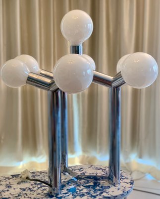 Sculptural Table Lamp in Chrome and White Glass by J. T. Kalmar, Vienna, 1970s-JAG-1004493