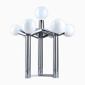 Sculptural Table Lamp in Chrome and White Glass by J. T. Kalmar, Vienna, 1970s-JAG-1004493