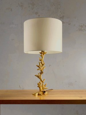 Sculptural Table Lamp with Plant Motif in Gilt Metal by Georges Mathias, France, 1980s-NLF-1719211