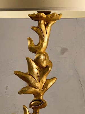 Sculptural Table Lamp with Plant Motif in Gilt Metal by Georges Mathias, France, 1980s-NLF-1719211