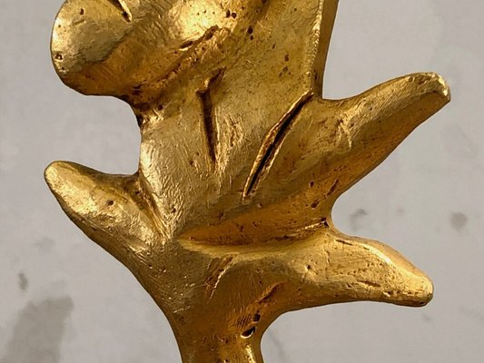 Sculptural Table Lamp with Plant Motif in Gilt Metal by Georges Mathias, France, 1980s-NLF-1719211