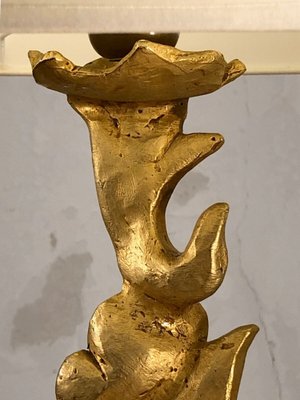 Sculptural Table Lamp with Plant Motif in Gilt Metal by Georges Mathias, France, 1980s-NLF-1719211