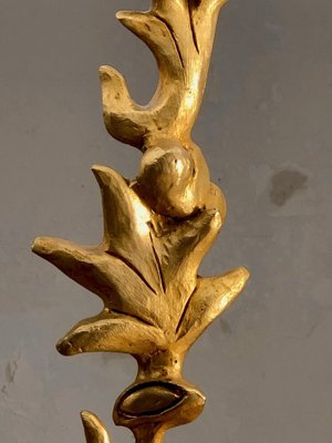 Sculptural Table Lamp with Plant Motif in Gilt Metal by Georges Mathias, France, 1980s-NLF-1719211