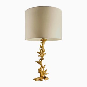 Sculptural Table Lamp with Plant Motif in Gilt Metal by Georges Mathias, France, 1980s-NLF-1719211