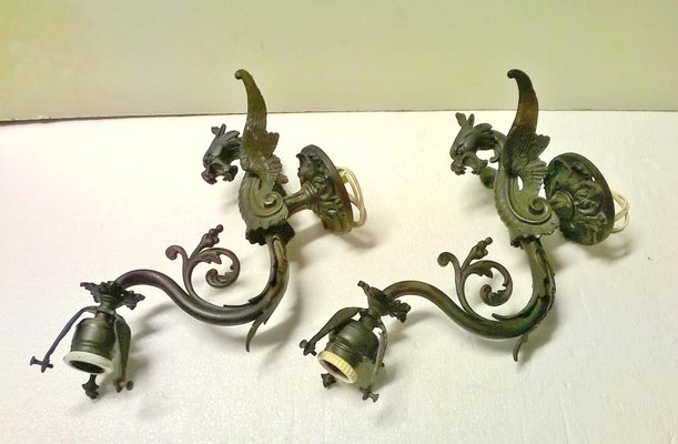 Sculptural Wall Lights, 1910s, Set of 2-EI-361959