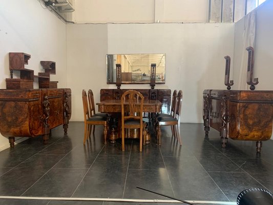 Sculptural Walnut Sideboard and Mirror, 1920s-IJR-867710