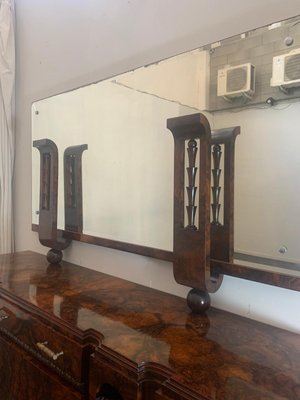 Sculptural Walnut Sideboard and Mirror, 1920s-IJR-867710