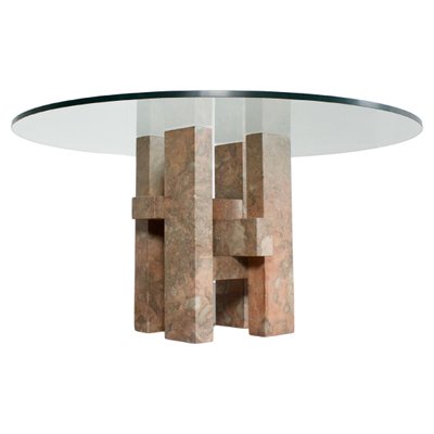 Sculptural Willy Ballez Dining Table in Marble and Glass, 1970s-QT-1263313