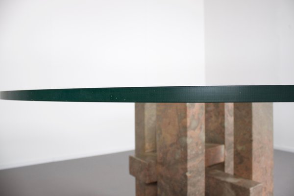 Sculptural Willy Ballez Dining Table in Marble and Glass, 1970s-QT-1263313