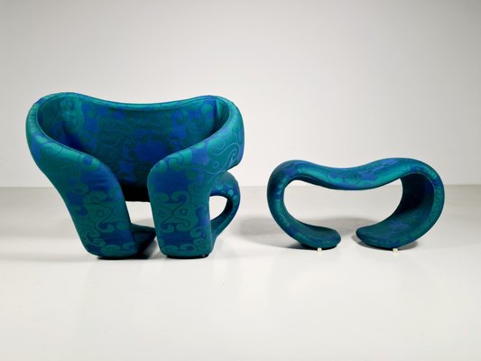 Sculpture 190 Lounge Chair with Ottoman Set by Vittorio Introini for Saporiti, 1970s, Set of 2-UJI-1076457