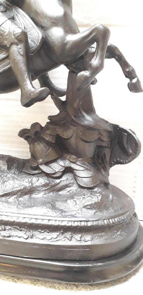 Sculpture Depicting Warrior on Horseback, 1800s, Bronze