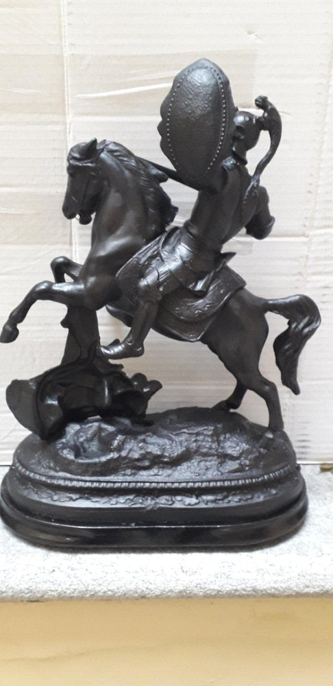 Sculpture Depicting Warrior on Horseback, 1800s, Bronze