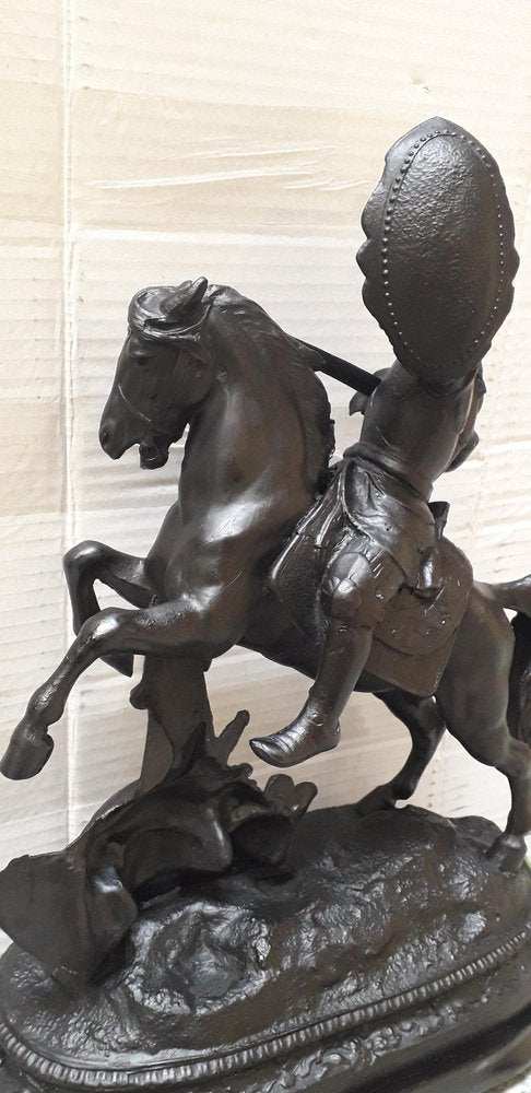 Sculpture Depicting Warrior on Horseback, 1800s, Bronze