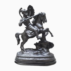 Sculpture Depicting Warrior on Horseback, 1800s, Bronze-AKA-1730312