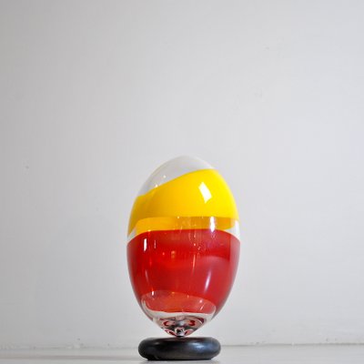 Sculpture Egg in Heavy Glass Polychrome-JQO-824021