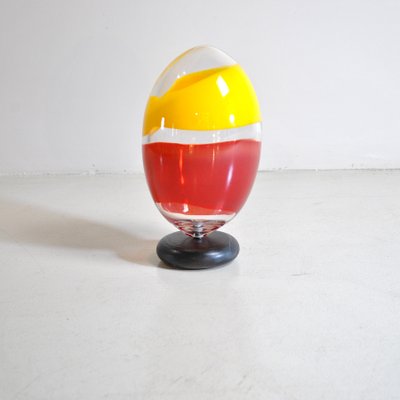 Sculpture Egg in Heavy Glass Polychrome-JQO-824021