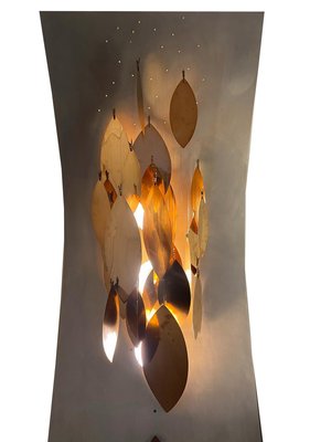 Sculpture Floor Lamp with Copper Leaves, Italy, 1980s-YUW-920227