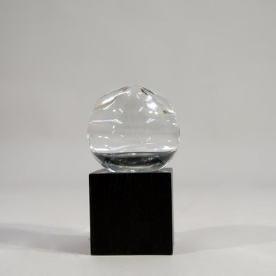 Sculpture in Glass with Base in Wood by Göran Wärff, 1980s, Set of 2-SGX-1722570