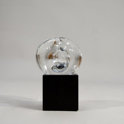 Sculpture in Glass with Base in Wood by Göran Wärff, 1980s, Set of 2-SGX-1722570