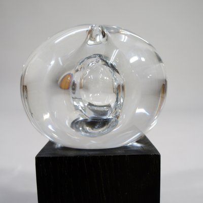 Sculpture in Glass with Base in Wood by Göran Wärff, 1980s, Set of 2-SGX-1722570