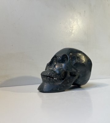 Sculpture of a Human Skull, 1950s, Bronze Cast with Silver Plating-LCR-1791869