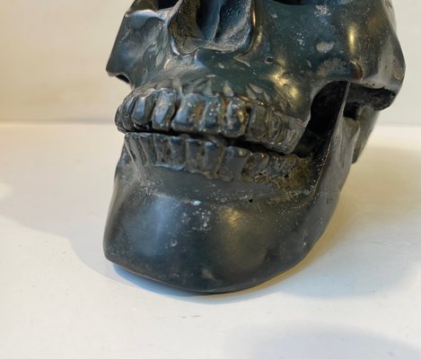 Sculpture of a Human Skull, 1950s, Bronze Cast with Silver Plating-LCR-1791869