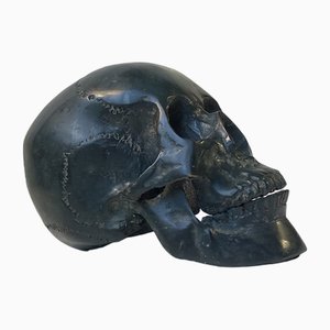 Sculpture of a Human Skull, 1950s, Bronze Cast with Silver Plating-LCR-1791869