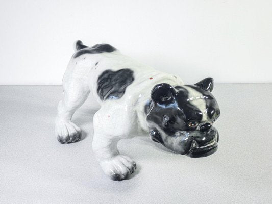 Sculpture of Bulldog in Glazed Terracotta, France, 1920s-OJE-1718828